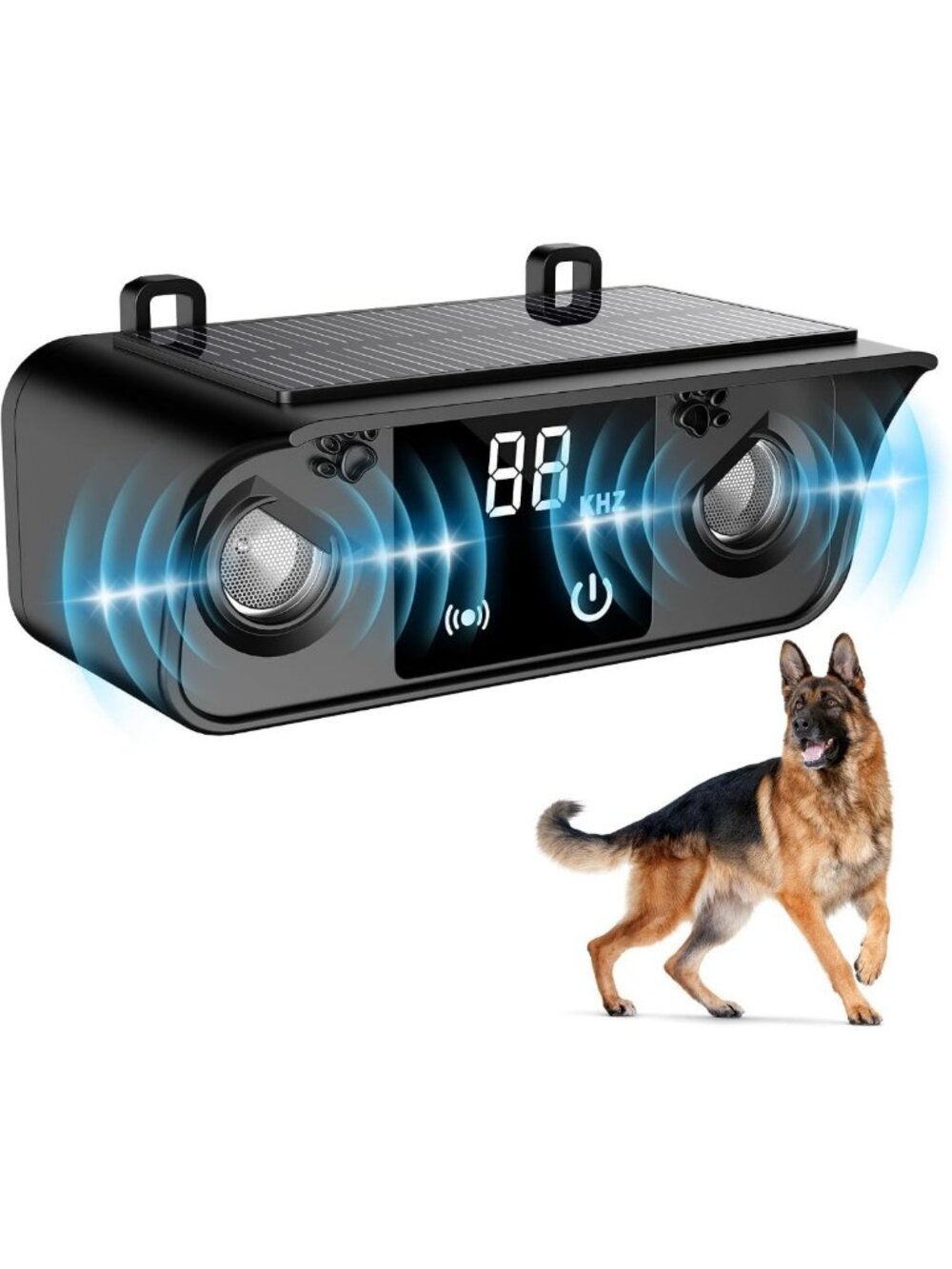 Humane Ultrasonic Dog Bark Control Device, Solar-Powered, 4 Modes, 50FT Range
